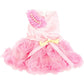 Pet Small Dog Wedding Dress with Bowknot Birthday Party Costume Satin Rose Pearls Girl Formal Dress for Puppy Dog Cat Tutu Dress