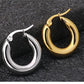 Surgical Steel Gold Color Tone Women Fat Chunky Earrings Stainless Wives Round Smooth Thick Hoops Statement Jewelry 20mm/25mm