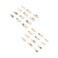 24ps/Box Long Ballerina Full Cover Artificial French False Nails Art Green Graffiti Color Blocking Gold Thread Fake Nail Tips