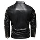 2024 Winter Black Leather Jacket Men Fur Lined Warm Motorcycle Jacket Slim Street Fashion BLack Biker Coat Pleated Design Zipper