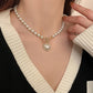 Elegant Pearl Necklace For Women Heart Pendant Necklaces Luxury Imitation Pearls Chain Necklaces Korean Jewelry Girls Gifts