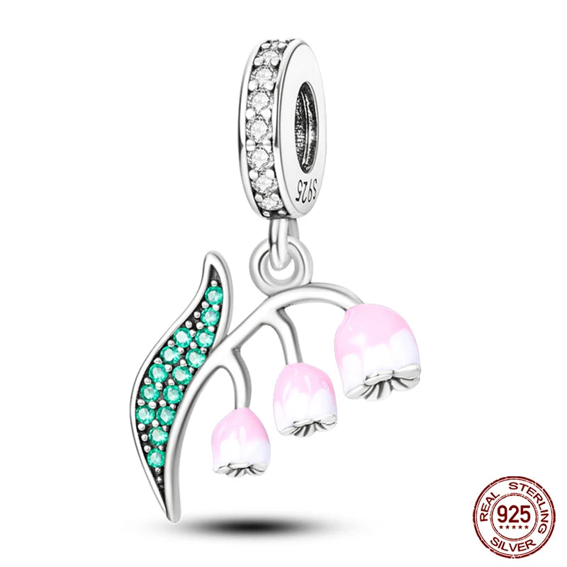 Fit Pandora 925 Original Bracelet 925 Silver Plate Flower Bird Series Charms Beads For Women Fashion DIY Jewelry Gifts Making