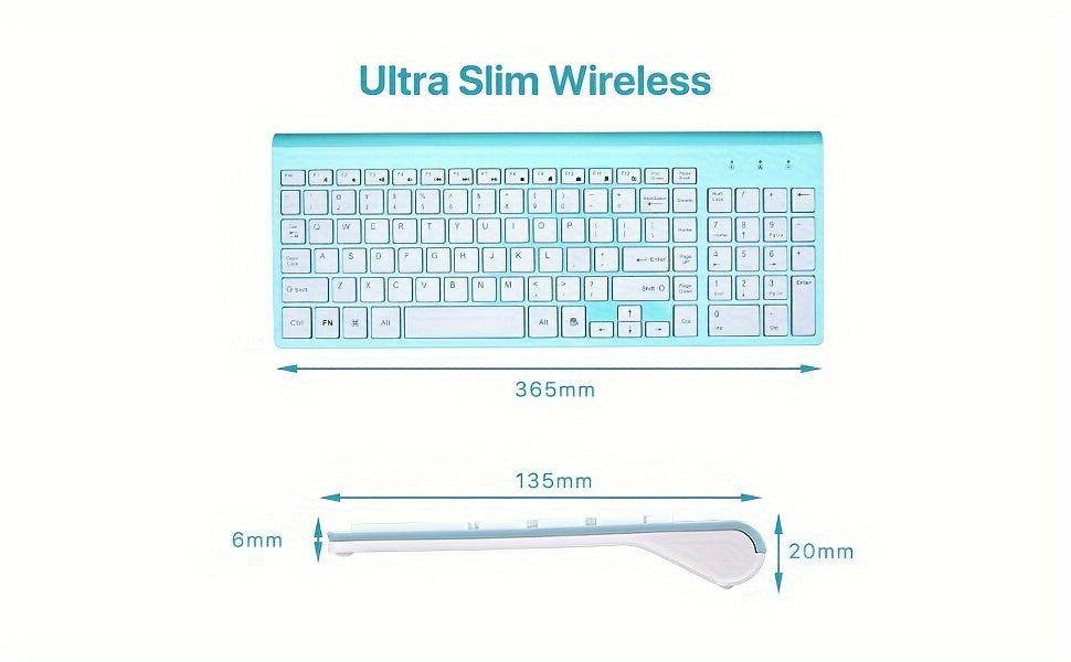 Wireless Keyboard and Mouse Combo, Compact Full Size Wireless Computer Keyboard and Mouse Set 2.4G Ultra-Thin Sleek Design for Windows, Computer, Desktop, PC, Notebook, Laptop